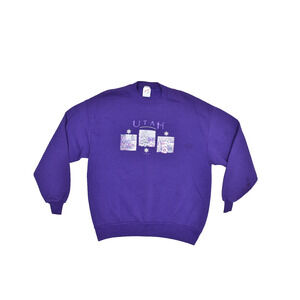 Vintage Jerzees Utah Sweatshirt Regular Size XL Purple Crewneck 90s